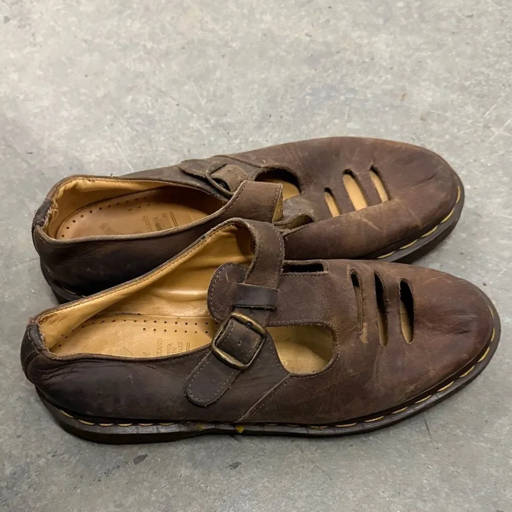 Dr. Martens Dark Brown Leather Strap Sandals